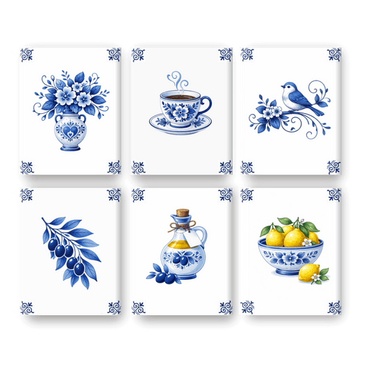 6 Mini Paintings - Delft Blue Set- Paint by Numbers