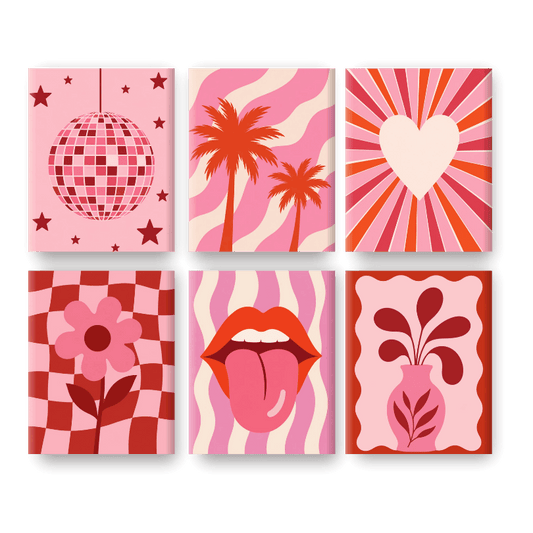 6 Mini-tableaux - Set Red Hot - Peinture à numéros