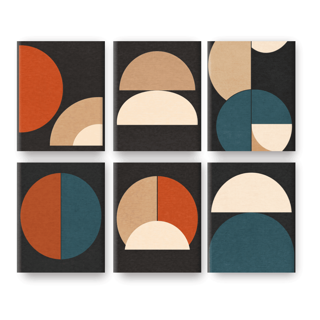 6 Mini Paintings - Modern Shapes Set- Paint by Numbers