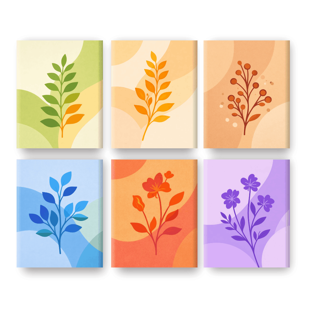 6 Mini Paintings - Colorful Plants Set- Paint by Numbers