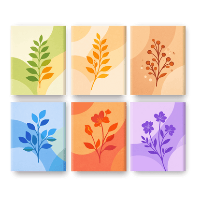 6 Mini Paintings - Colorful Plants Set- Paint by Numbers