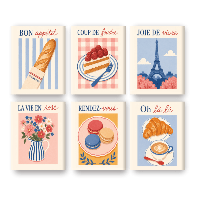 6 Mini Paintings - La Vie en Rose Set- Paint by Numbers