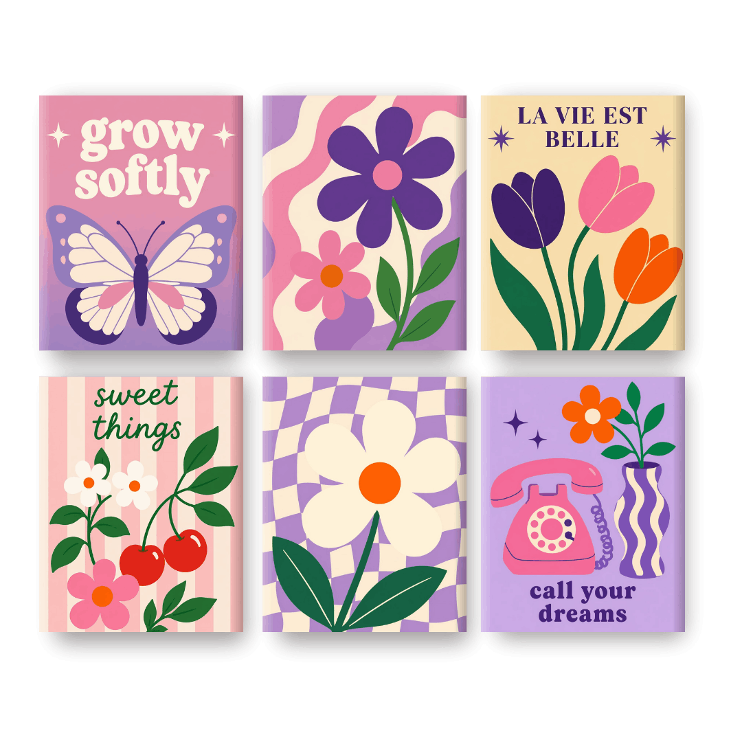 6 minimalerier - Blomstrende drømmer-sett - Maleri etter tall