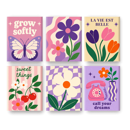 6 minimalerier - Blomstrende drømmer-sett - Maleri etter tall