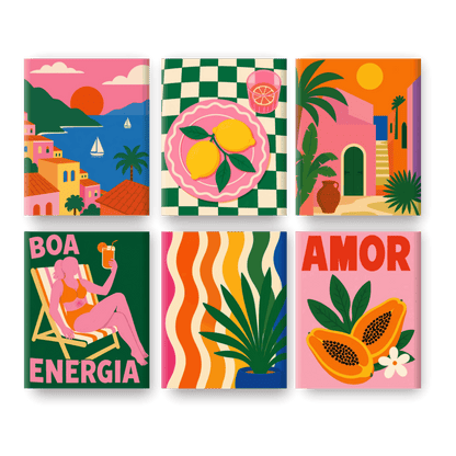 6 Mini Paintings - Riviera Dreams Set- Paint by Numbers