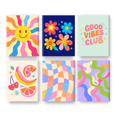6 Mini Paintings - Smiley Sunshine Set- Paint by Numbers