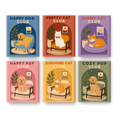 6 Mini-tableaux - Ensemble Club Chiens & Chats - Peinture par numéros