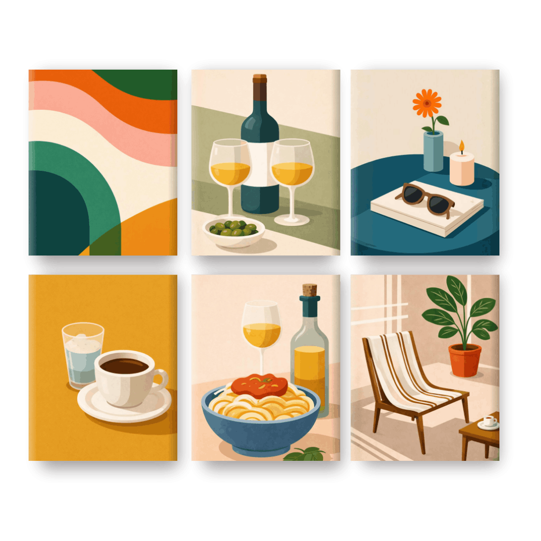 6 Mini Paintings - Sunny Kitchen Set- Paint by Numbers
