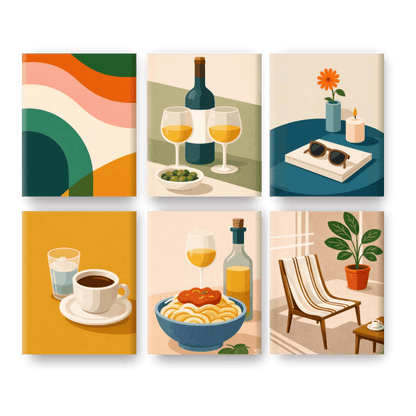6 Mini Paintings - Sunny Kitchen Set- Paint by Numbers