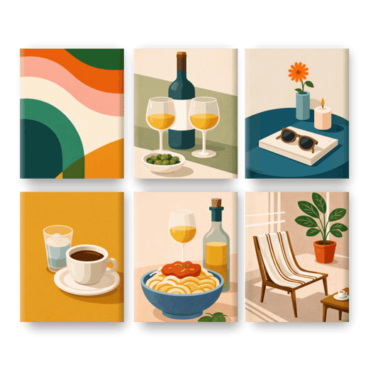 6 Mini Paintings - Sunny Kitchen Set- Paint by Numbers