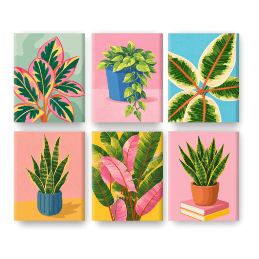 6 Mini Paintings - Beautiful Plants Set- Paint by Numbers