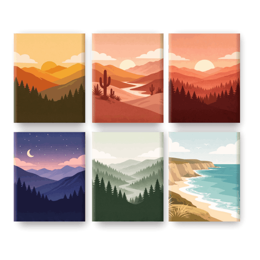 6 Mini Paintings - Gorgeous Landscapes Set- Paint by Numbers
