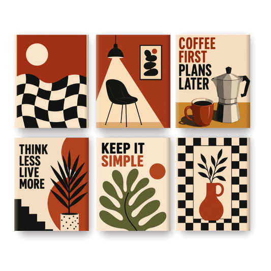 6 Mini Paintings - Retro Modern Set- Paint by Numbers