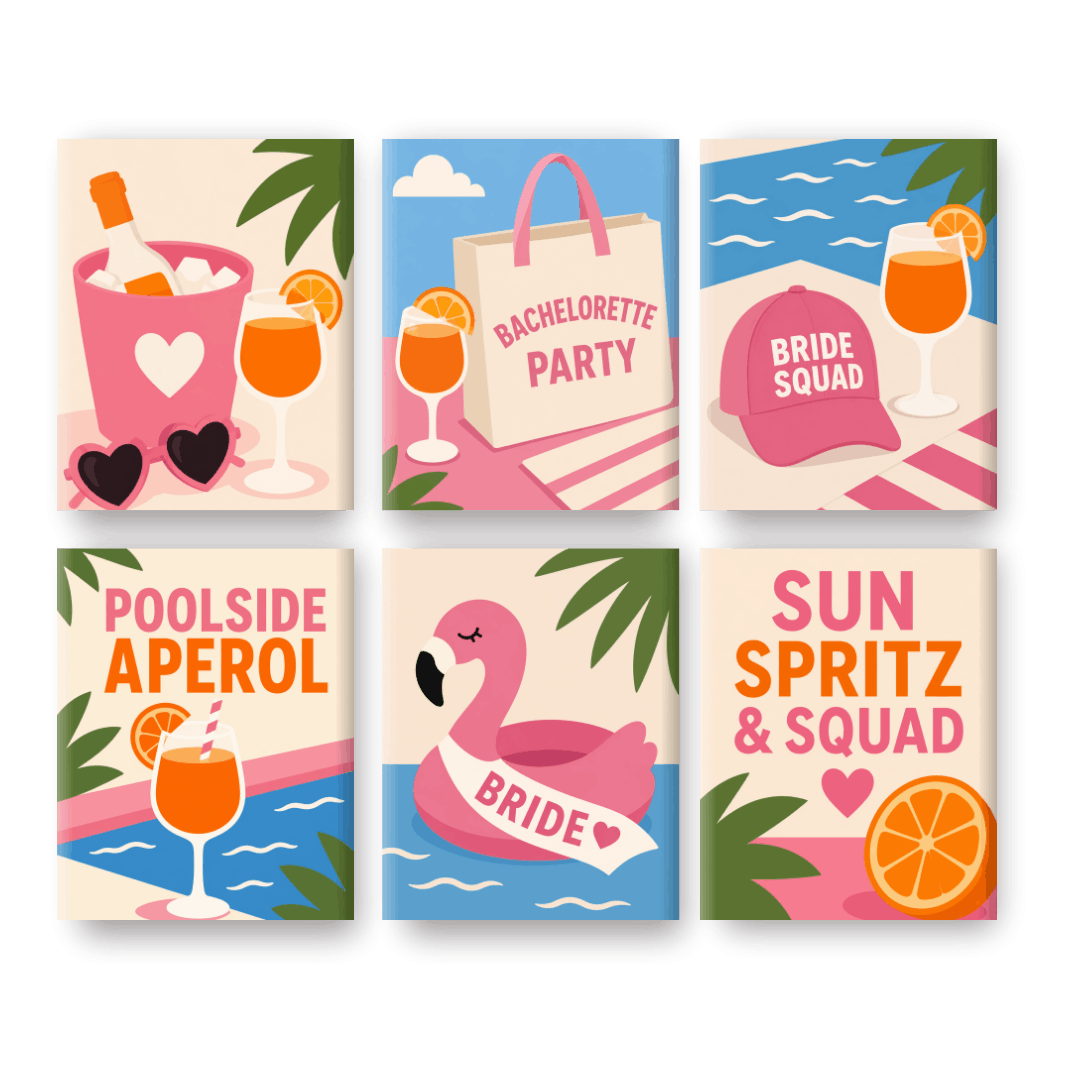 6 Mini Paintings - Aperol Bachelorette Set- Paint by Numbers