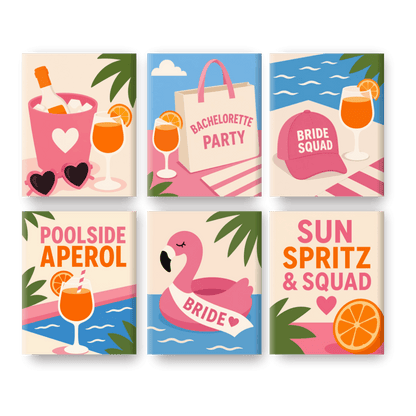 6 Mini Paintings - Aperol Bachelorette Set- Paint by Numbers
