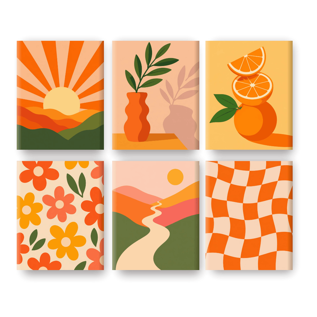 6 Mini Paintings - Golden Citrus Set- Paint by Numbers
