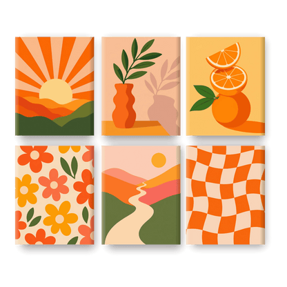 6 Mini Paintings - Golden Citrus Set- Paint by Numbers