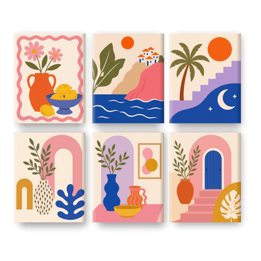 6 Mini Paintings - Pink Arches Set- Paint by Numbers