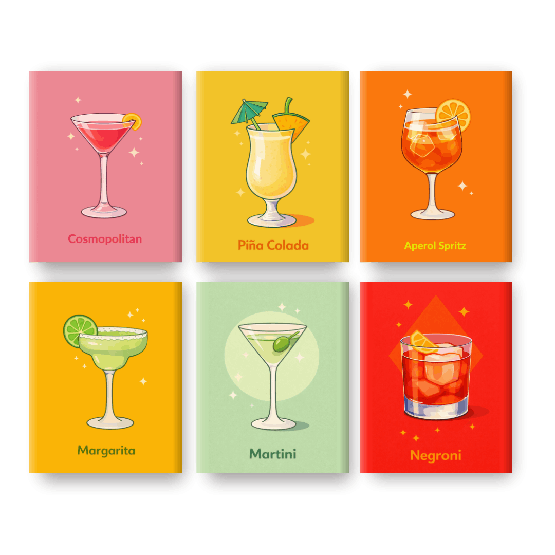 6 minimalerier - Happy hour-sett - Maleri etter tall