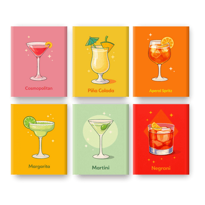 6 minimalerier - Happy hour-sett - Maleri etter tall