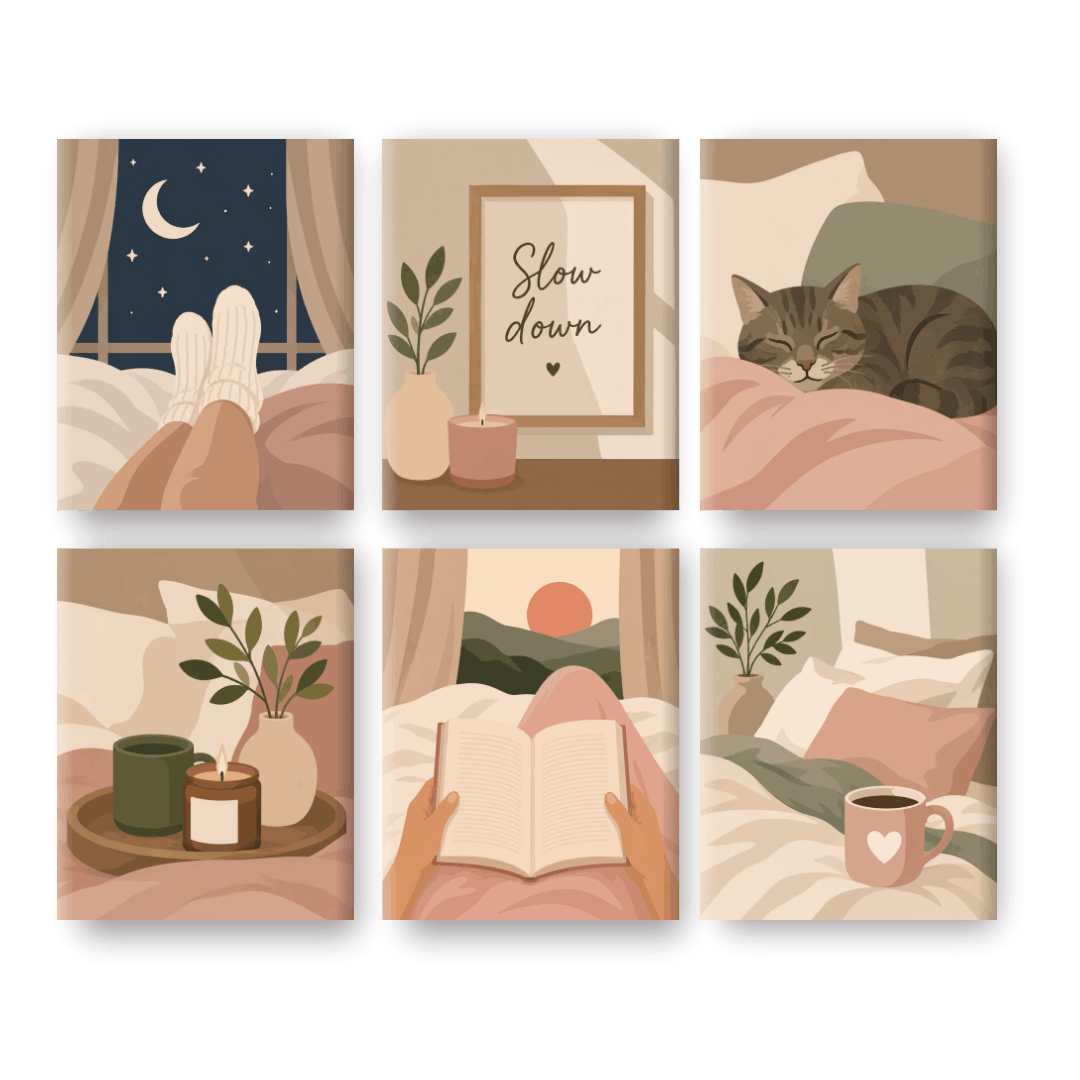 6 Mini Paintings - Home Comfort Set- Paint by Numbers