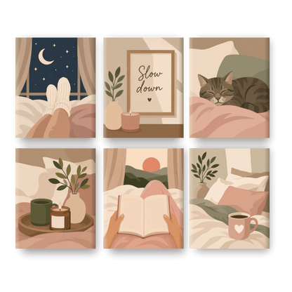 6 Mini Paintings - Home Comfort Set- Paint by Numbers