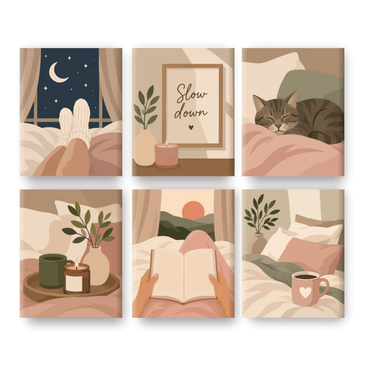 6 Mini Paintings - Home Comfort Set- Paint by Numbers