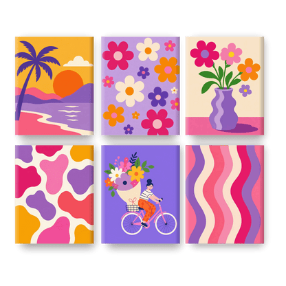 6 Mini Paintings - Flower Power Set- Paint by Numbers