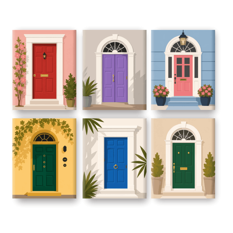 6 Mini Paintings - Doors Set- Paint by Numbers