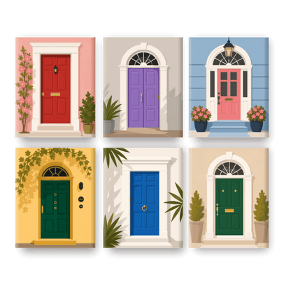 6 Mini Paintings - Doors Set- Paint by Numbers