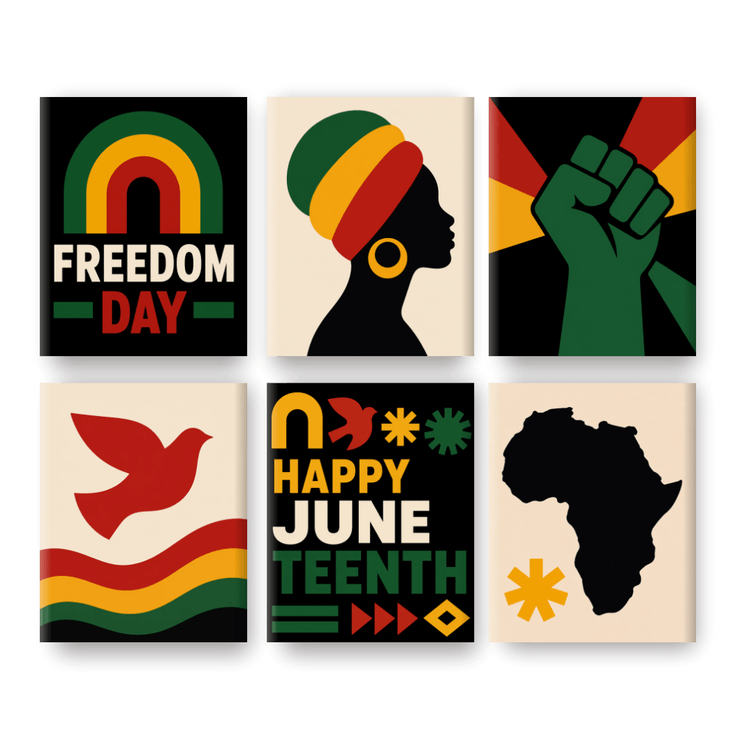 6 Mini Paintings - Happy Juneteenth Set- Paint by Numbers