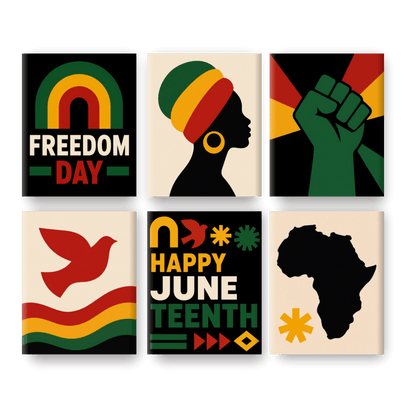 6 Mini Paintings - Happy Juneteenth Set- Paint by Numbers
