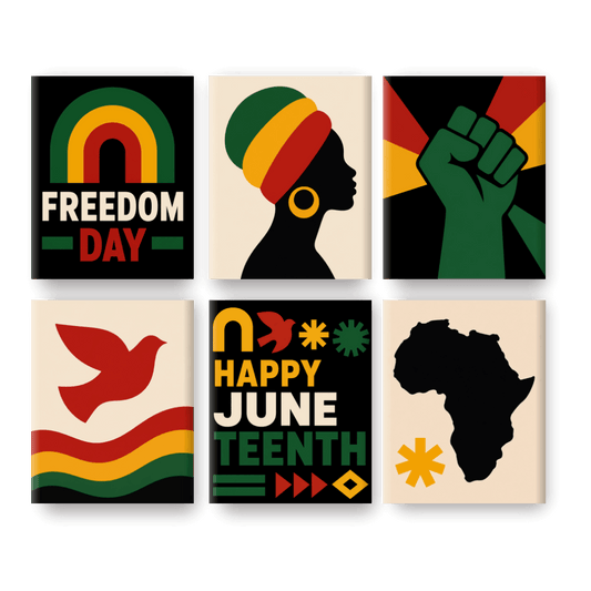 6 Mini Paintings - Happy Juneteenth Set- Paint by Numbers