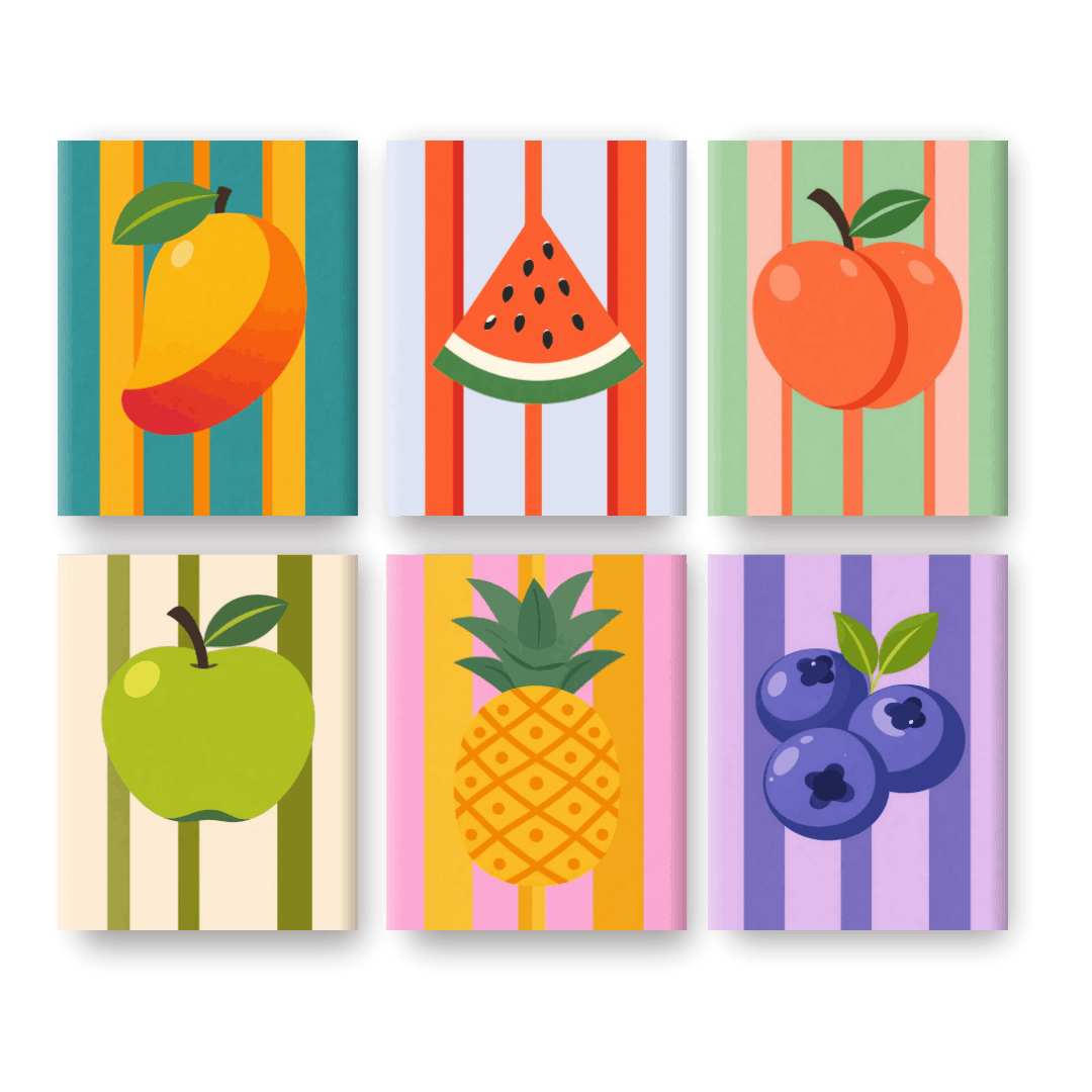 6 Mini Paintings - Gorgeous Fruit Set- Paint by Numbers