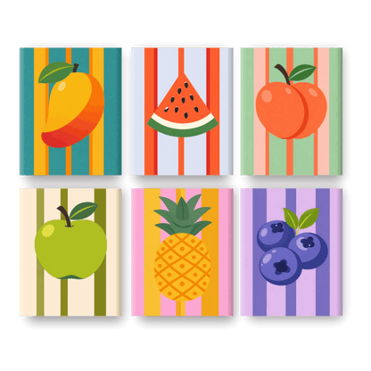 6 Mini Paintings - Gorgeous Fruit Set- Paint by Numbers