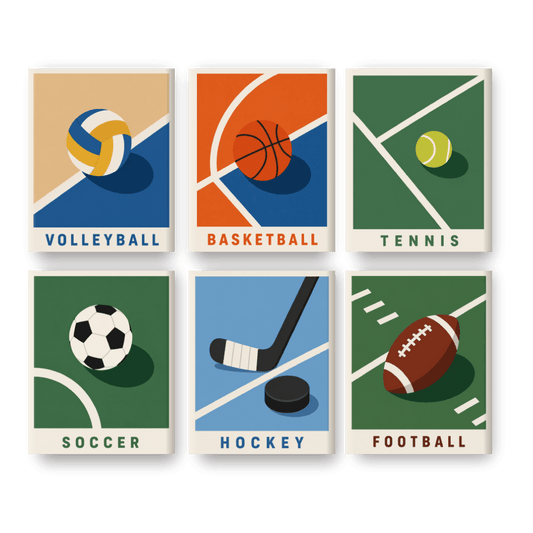 6 Mini Paintings - Sport Posters Set- Paint by Numbers