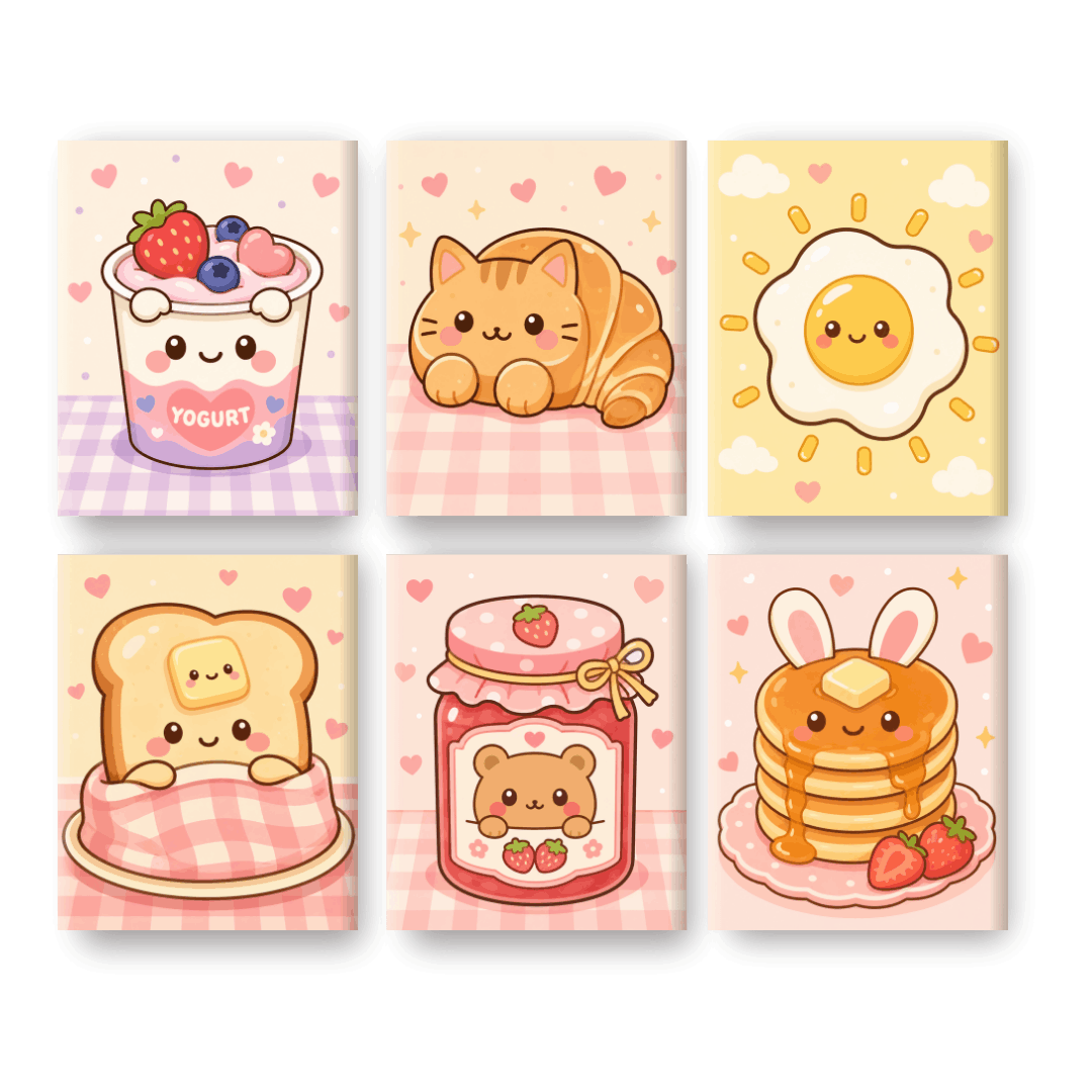 6 Mini Paintings - Kawaii Sweets Set- Paint by Numbers
