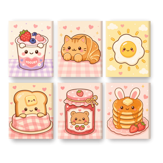6 Mini Paintings - Kawaii Sweets Set- Paint by Numbers