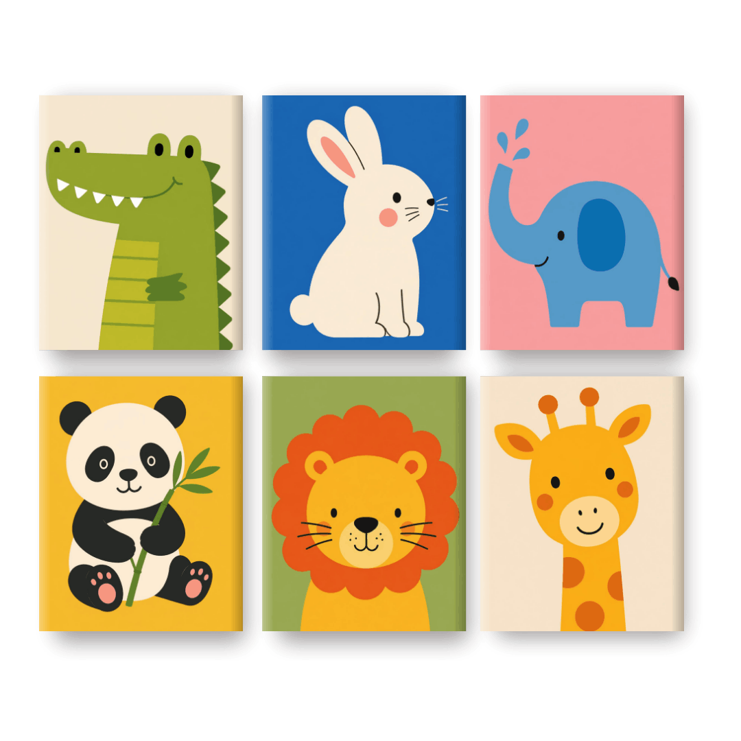 6 Mini Paintings - Cute Safari Pals Set- Paint by Numbers
