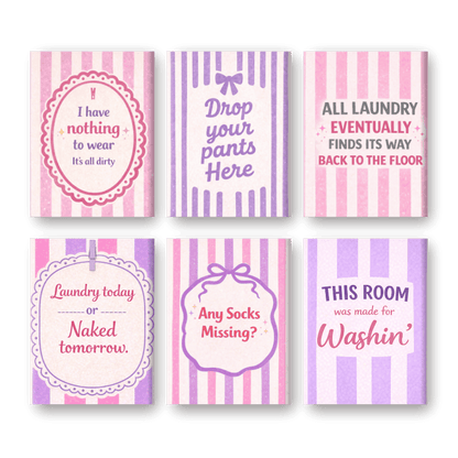 6 Mini Paintings - Laundry Room Quotes Set- Paint by Numbers