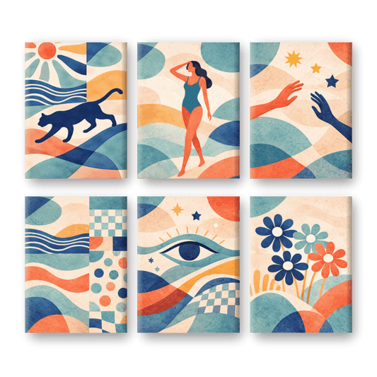 6 Mini Paintings - Abstract Harmony Set- Paint by Numbers