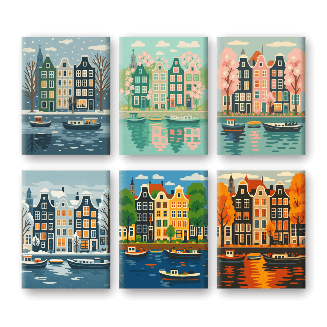 6 Mini Paintings   4 Seasons Amsterdam Set