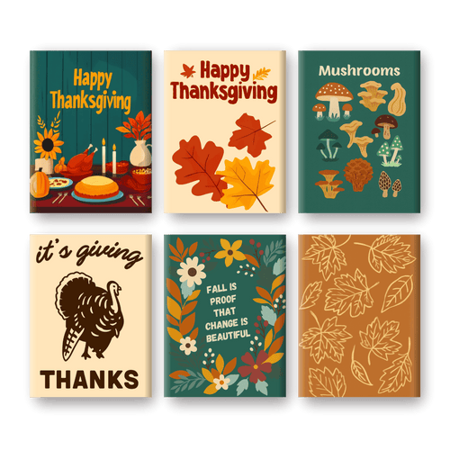 6 Mini Paintings -  Autumn & Thanksgiving Set