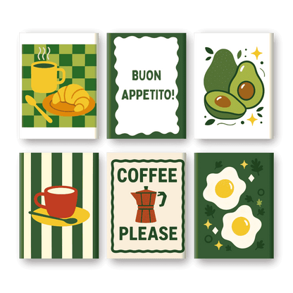6 Mini Paintings - Avocado & Breakfast Set- Paint by Numbers