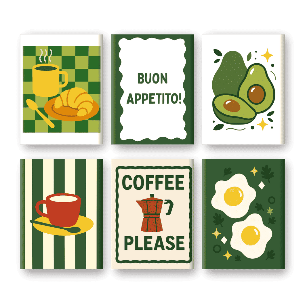 6 Mini Paintings   Avocado & Breakfast Set