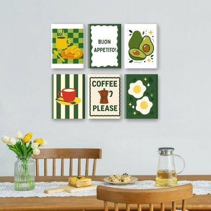 6 Mini Paintings - Avocado & Breakfast Set