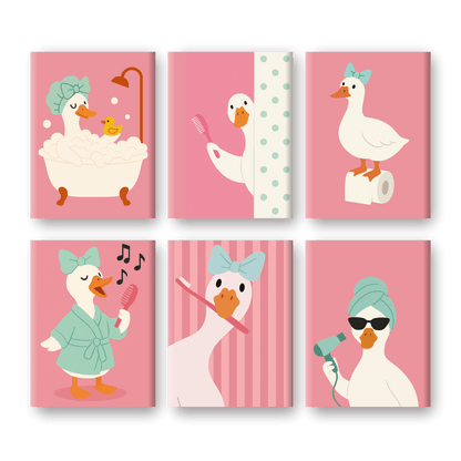 6 Mini Paintings - Bathroom Goose Set-Paint by numbers