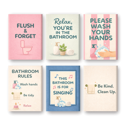 6 Mini Paintings - Bathroom Quotes Set- Paint by Numbers