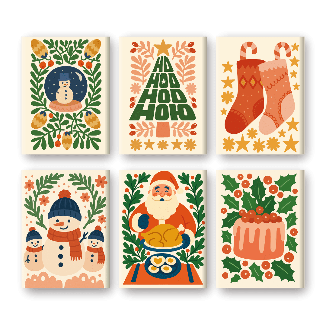 6 Mini Paintings - Beautiful Christmas Set-Paint by numbers