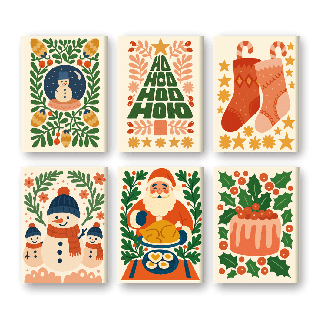 6 Mini Paintings   Beautiful Christmas Set